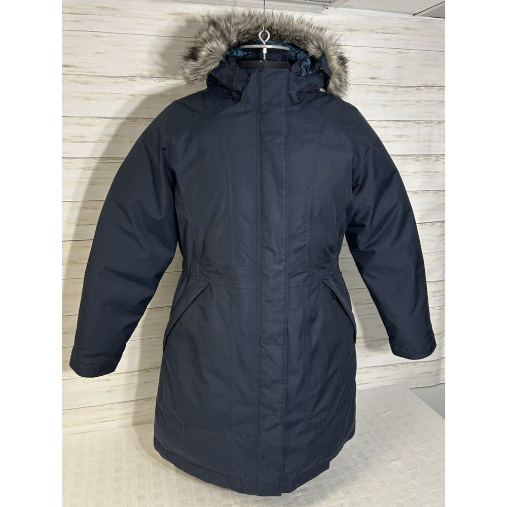 The North Face Hyvent GOOSE DOWN Navy Blue Parka Jacket Winter Coat Womens XL